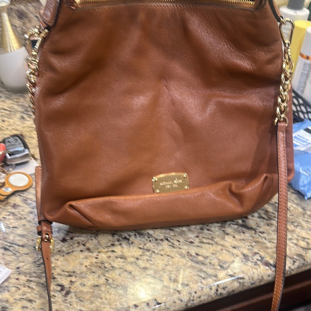 Michael Kors Brown and Gold Leather Shoulder Bag